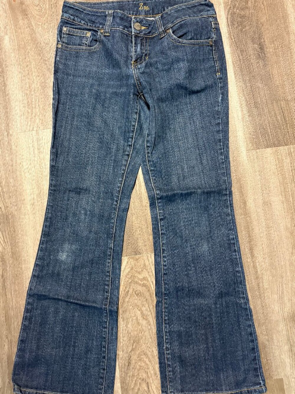 ZCO - Bootcut Women Jeans - Whiskered Embroidered - Blue - Size 11S.